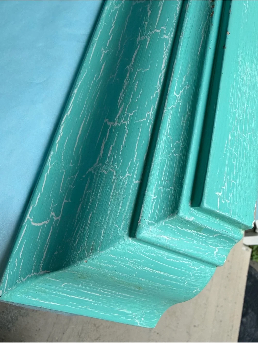 Hand-Painted Floral Turquoise Wall Molding Shelf